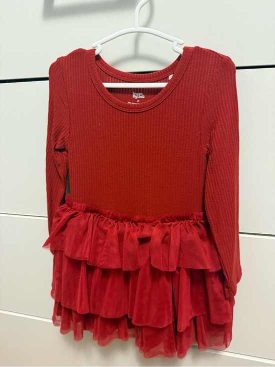 Dresses | Red Long Sleeve Ruffle Tiered Dress | Poshmark